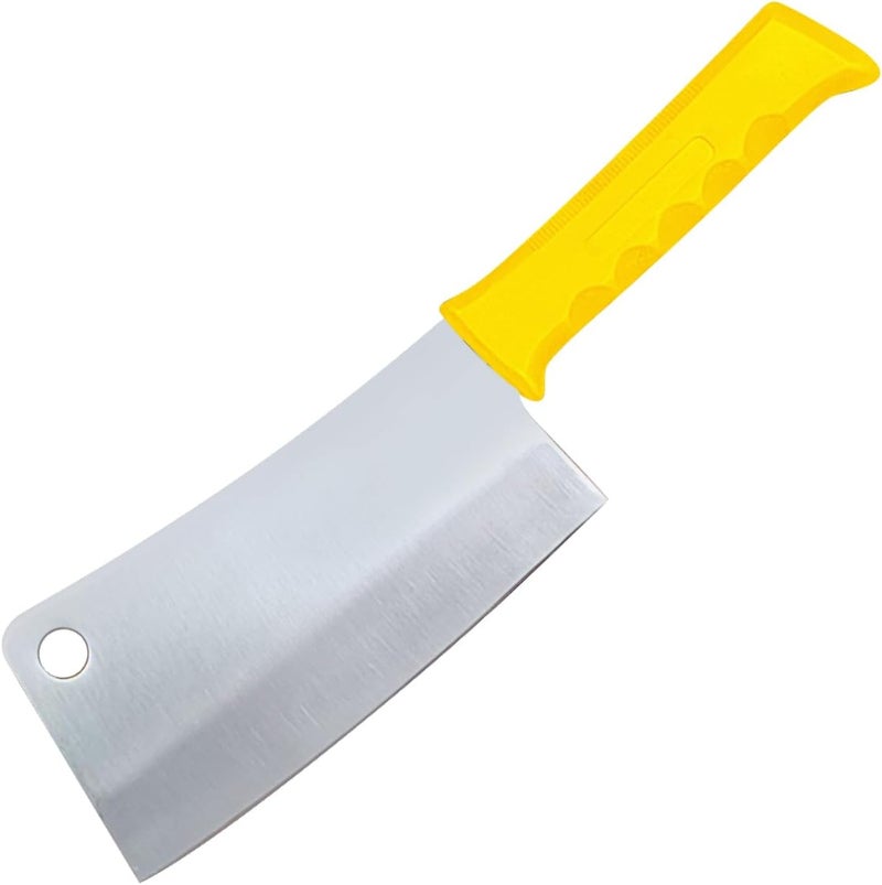 Kitchen master ساطور مطبخ ماستر 7 بوصة من الفولاذ المقاوم للصدأ مع مقبض أصفر - Image 1